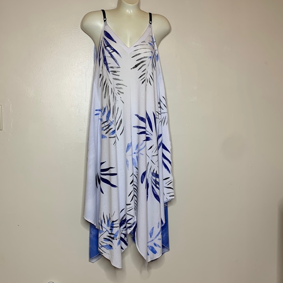Crazy Fish Other - CRAZY FISH Swimsuit Coverup Blue & White Handkerchief Dress Style Soft Stretchy